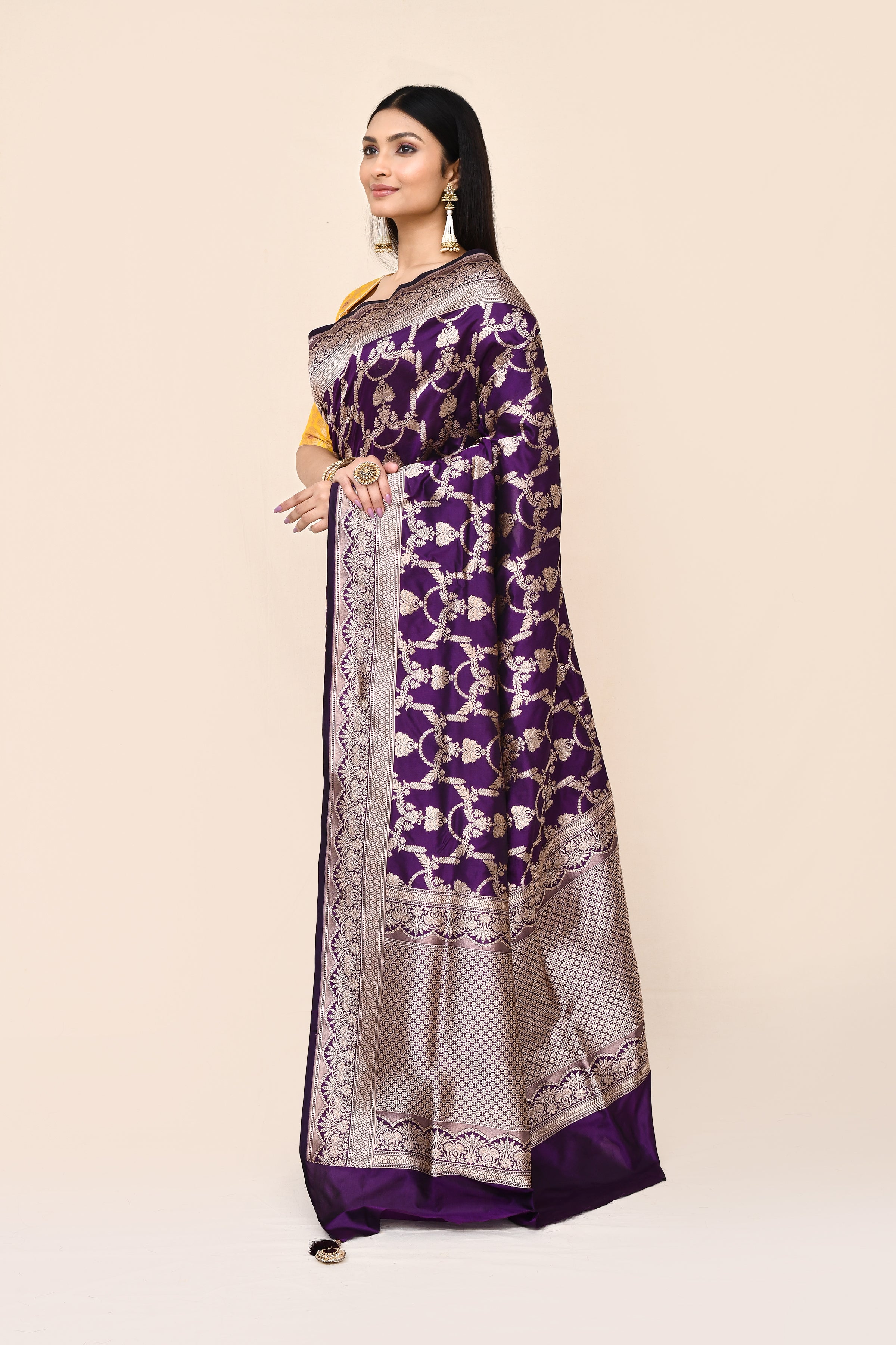 "VIRASAT 168A" Purple Pure Banarasi Katan Uppada Saree