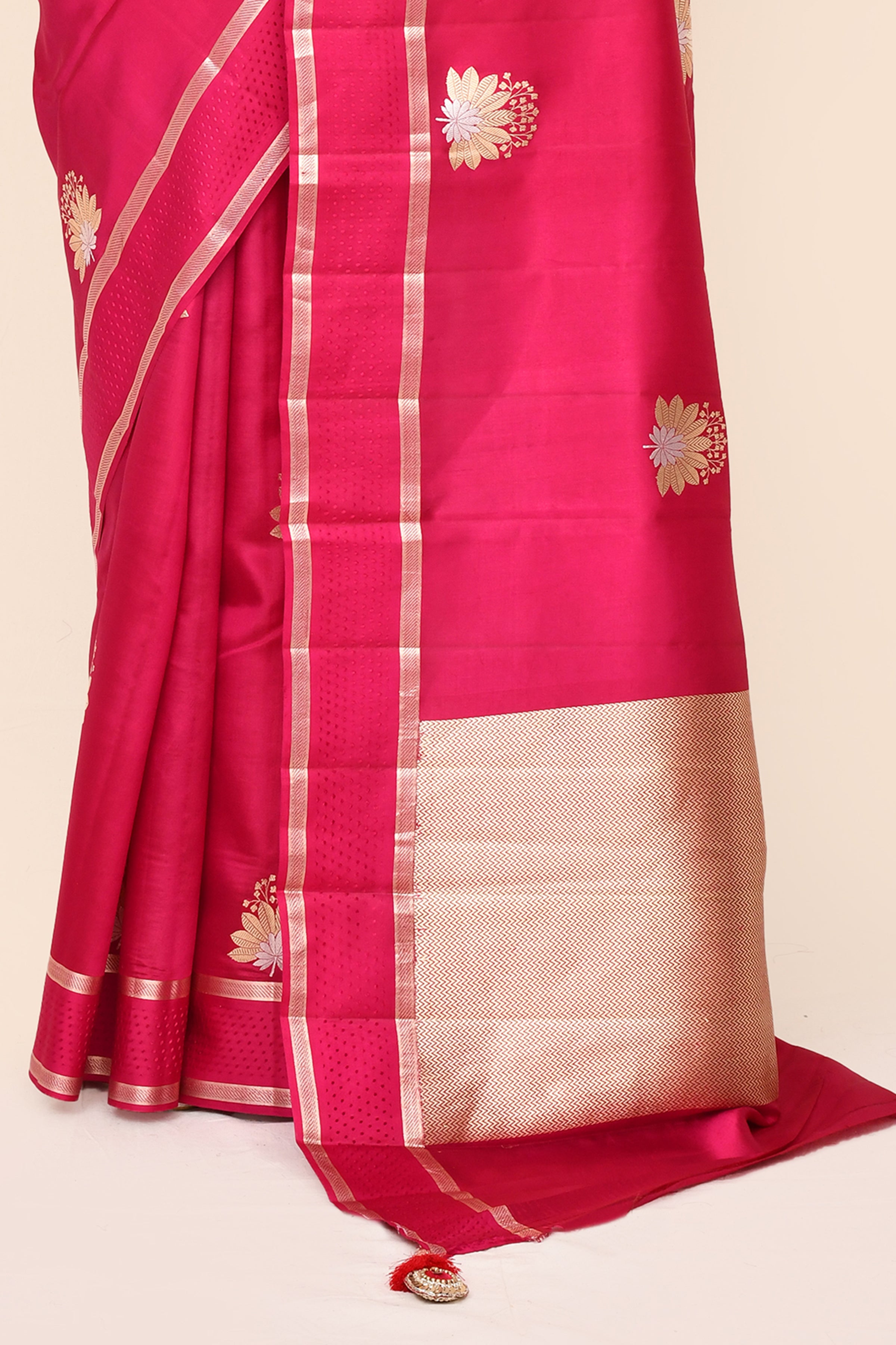 "SILK BANARAS 062" Pure Handloom Katan Silk Saree With Zari Buta