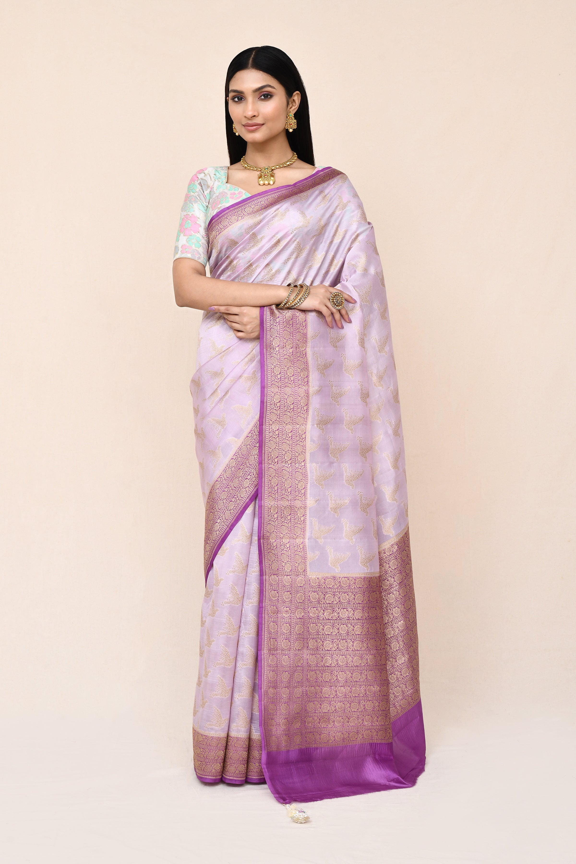 "SILK BANARAS 070" Light Pink Pure Banarasi Silk Saree