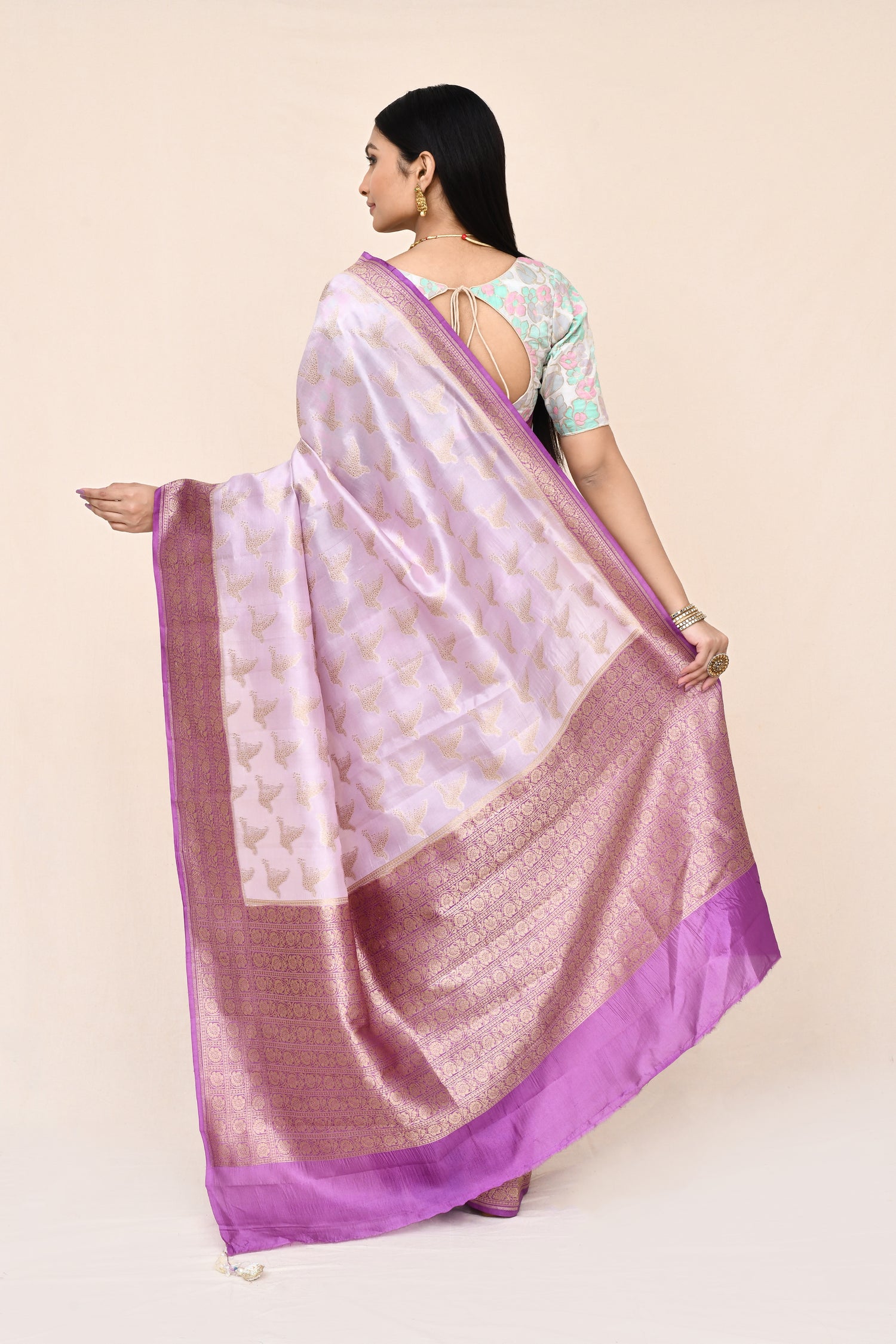 "SILK BANARAS 070" Light Pink Pure Banarasi Silk Saree