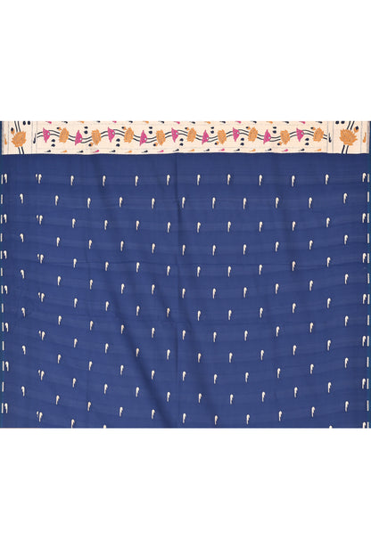 "Mahagauri" Navy Blue Banarasi Silk Katan Paithani Border Pallu Saree