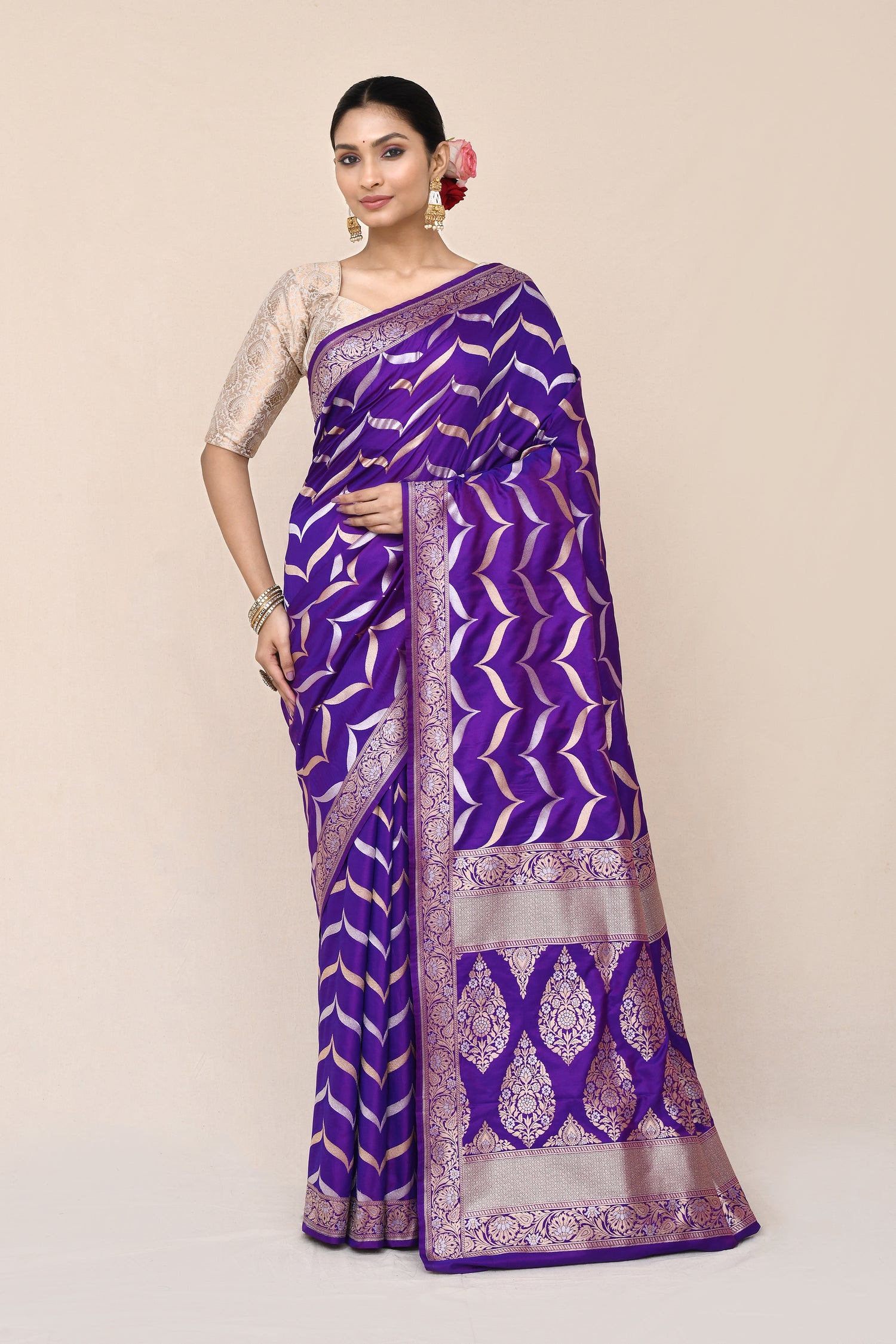 "WAAH BANARAS 036" Purple Banarasi Silk Saree