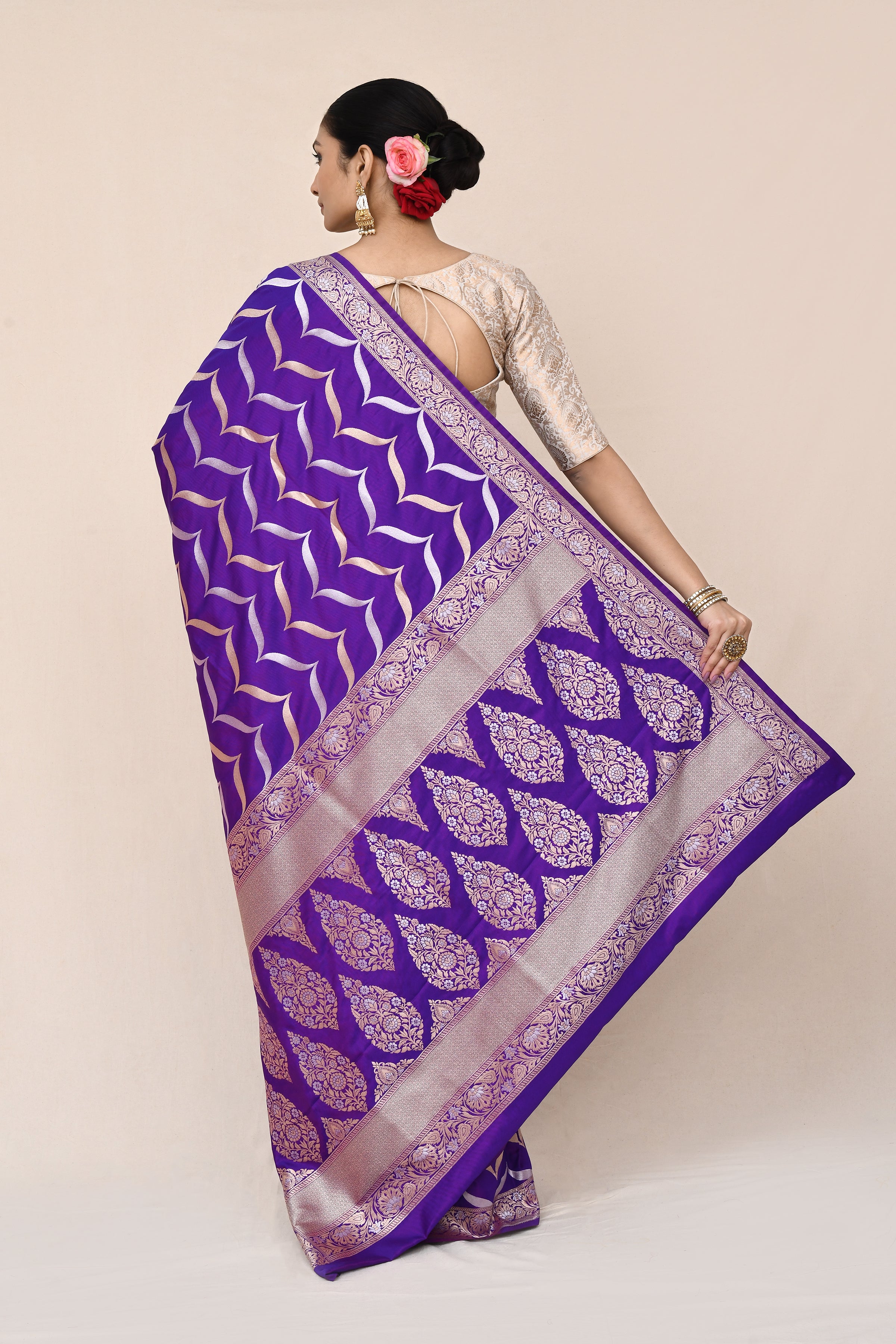 "WAAH BANARAS 036" Purple Banarasi Silk Saree