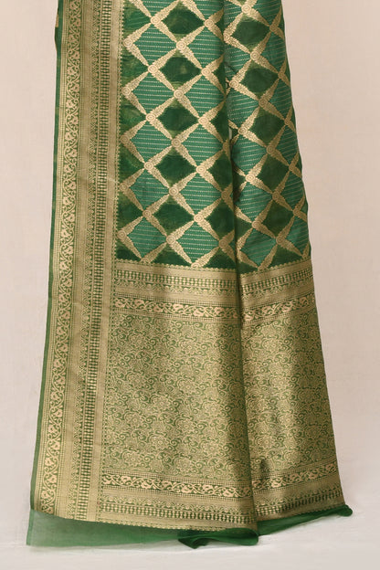 "Kamalini" Pure Green Banarasi Silk Saree