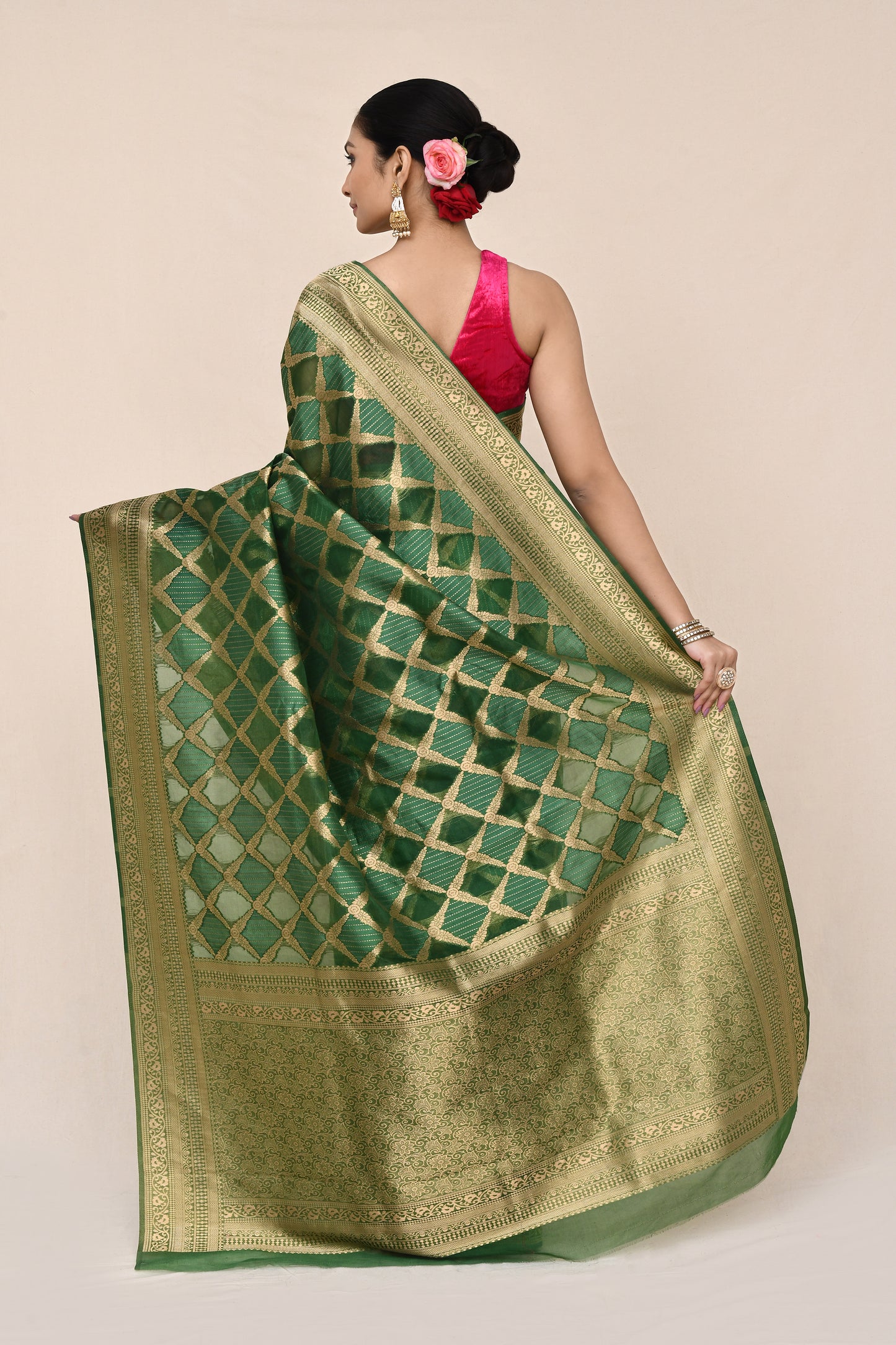 "Kamalini" Pure Green Banarasi Silk Saree