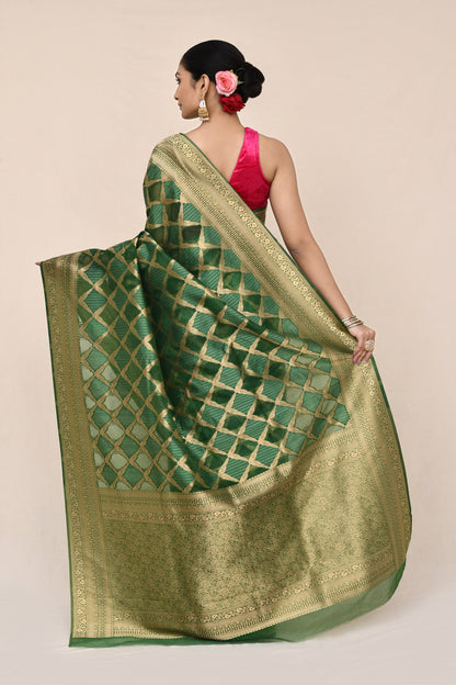 "Kamalini" Pure Green Banarasi Silk Saree