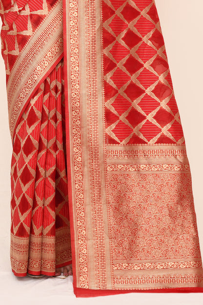 Brahmas Red Banarasi Silk Saree