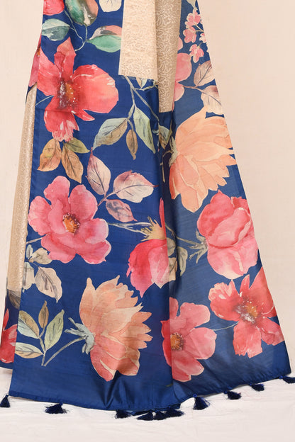Shila Tanchui Pallu Border Hand Print Saree