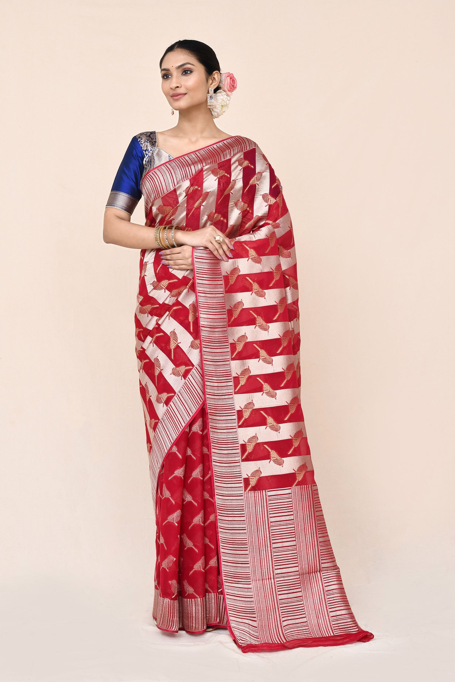 "WAAH BANARAS 049" Rani Banarasi Silk Georgatte Handloom Saree