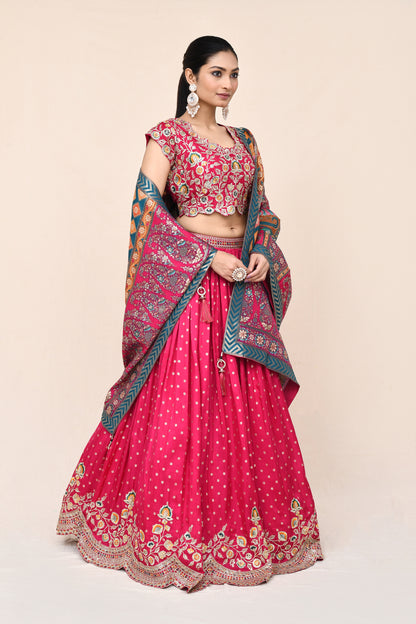"Prashanti" Pure Red Banarasi Lehenga