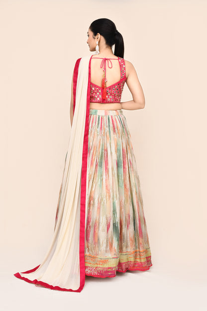 "Padhi" Pure Multi Color Georgette Sequence Lehenga