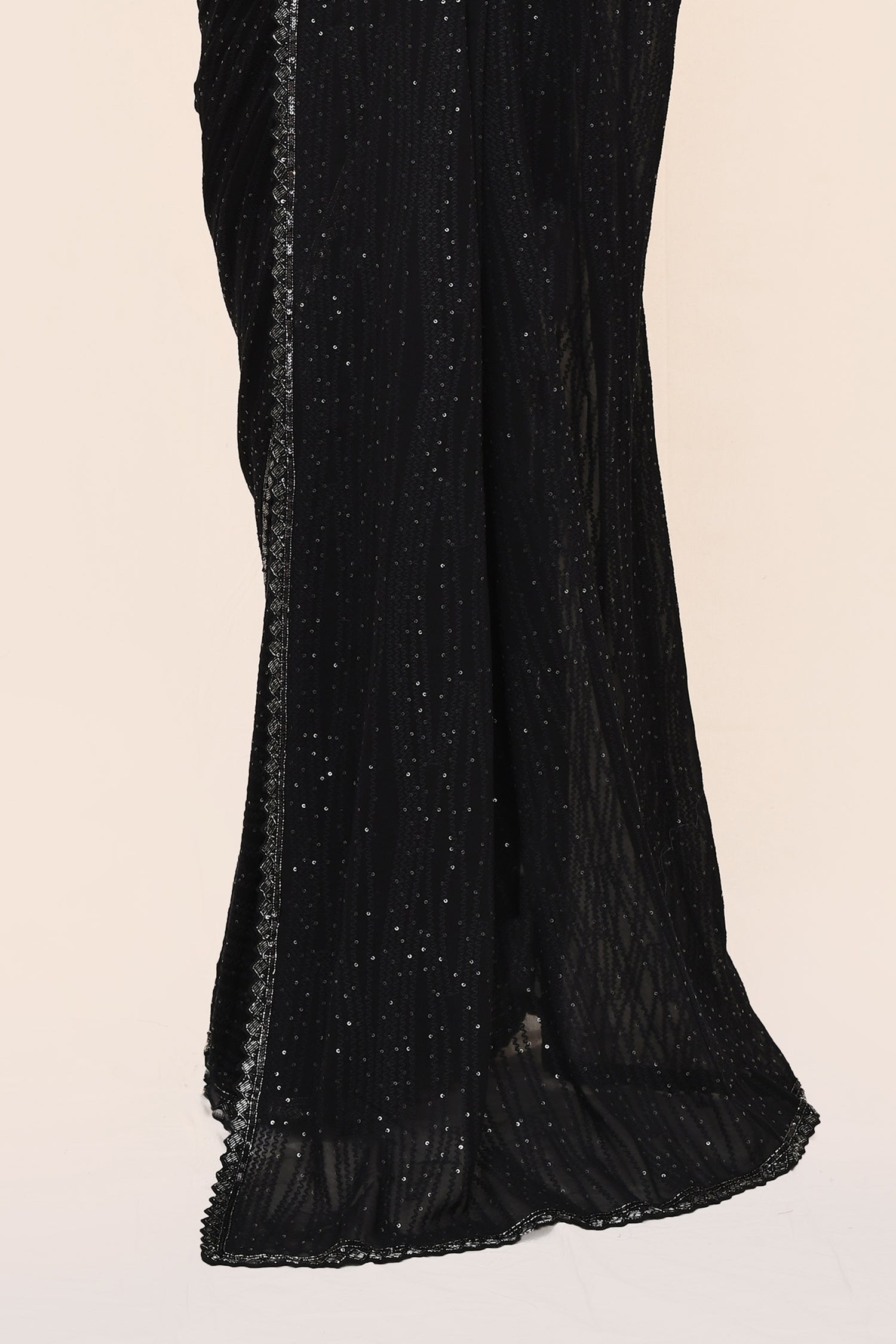 "VIRASAT 198" Black Pure Georgette Designer Saree With Stitched Blouse