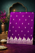 Deep Voilet Semi Katan Banarasi Saree with Gold Zari Buti & Meenakari Border