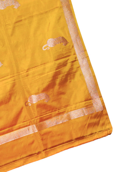 "Virasat 268" Banarasi Pure Satan Silk Kadwa Weave With Bengal Tiger Motive Saree