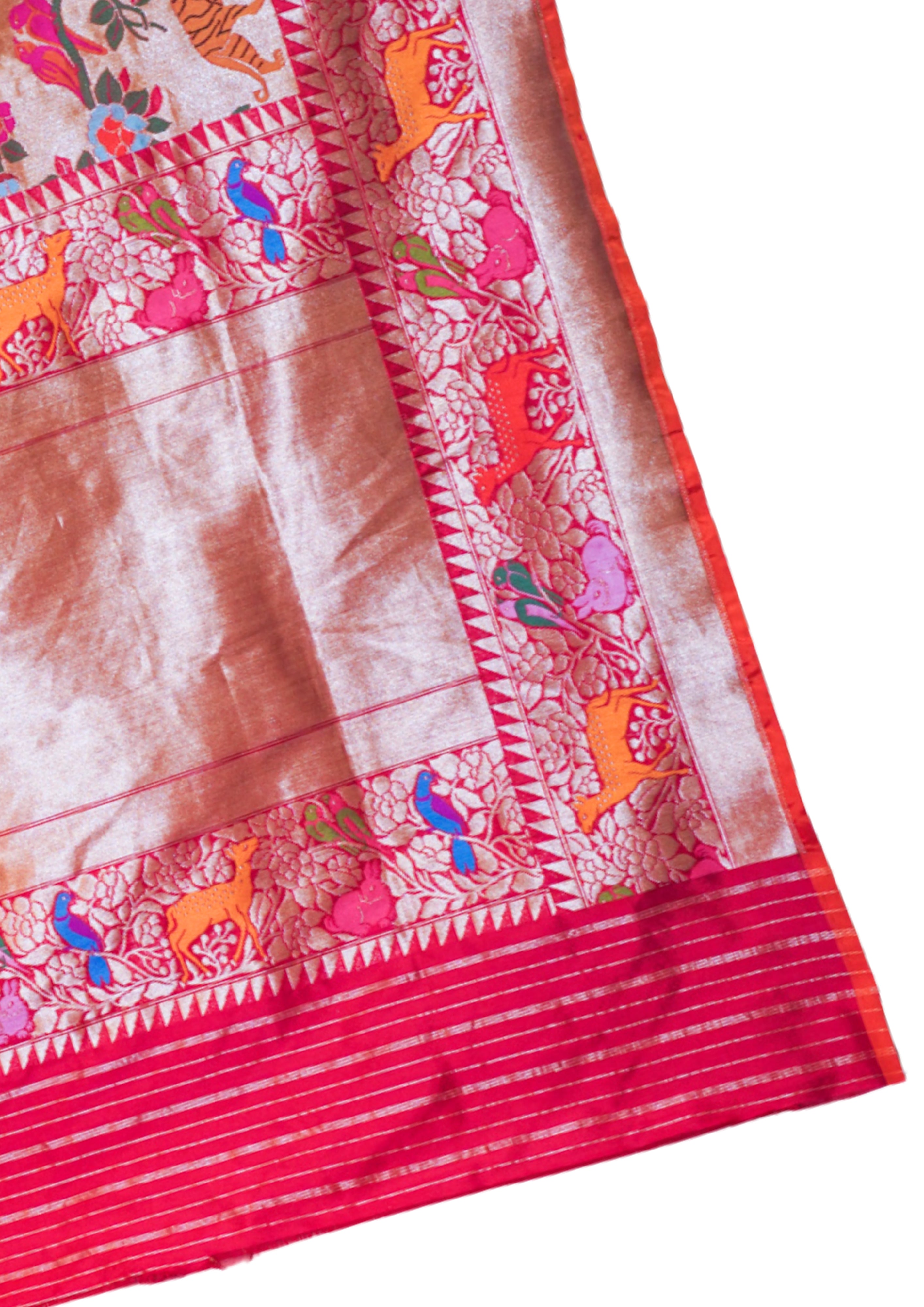 "VIRASAT 272" Pure Handloom Katan Banarasi Kadwa Jaal Pathani Real Shikargah Saree