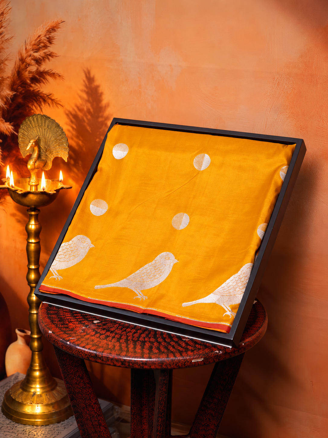 VIRASAT 349: Banarasi Mustard Handloom Pure Silk Saree