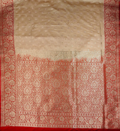 Off White Pure Handloom Banarasi Silk Saree