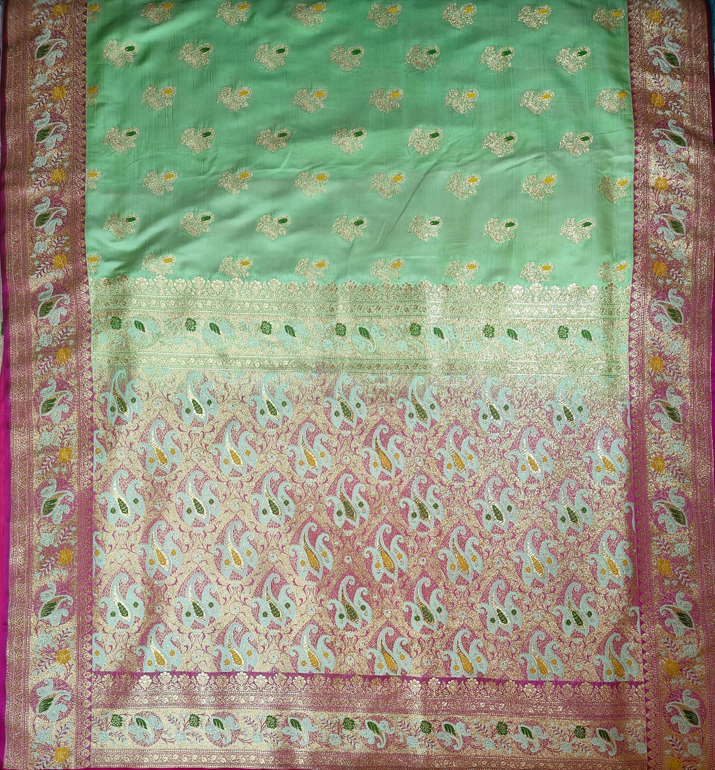 Pista Green Pure Handloom Banarasi Silk Saree