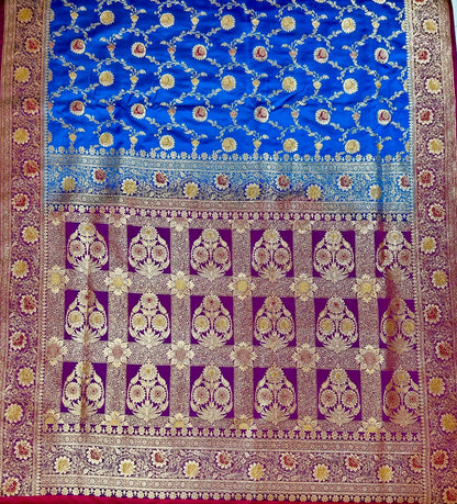 Blue Pure Handloom Banarasi Silk Saree