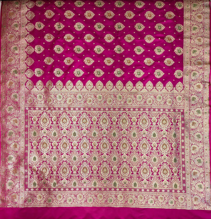 Magenta Pure Handloom Banarasi Silk Saree