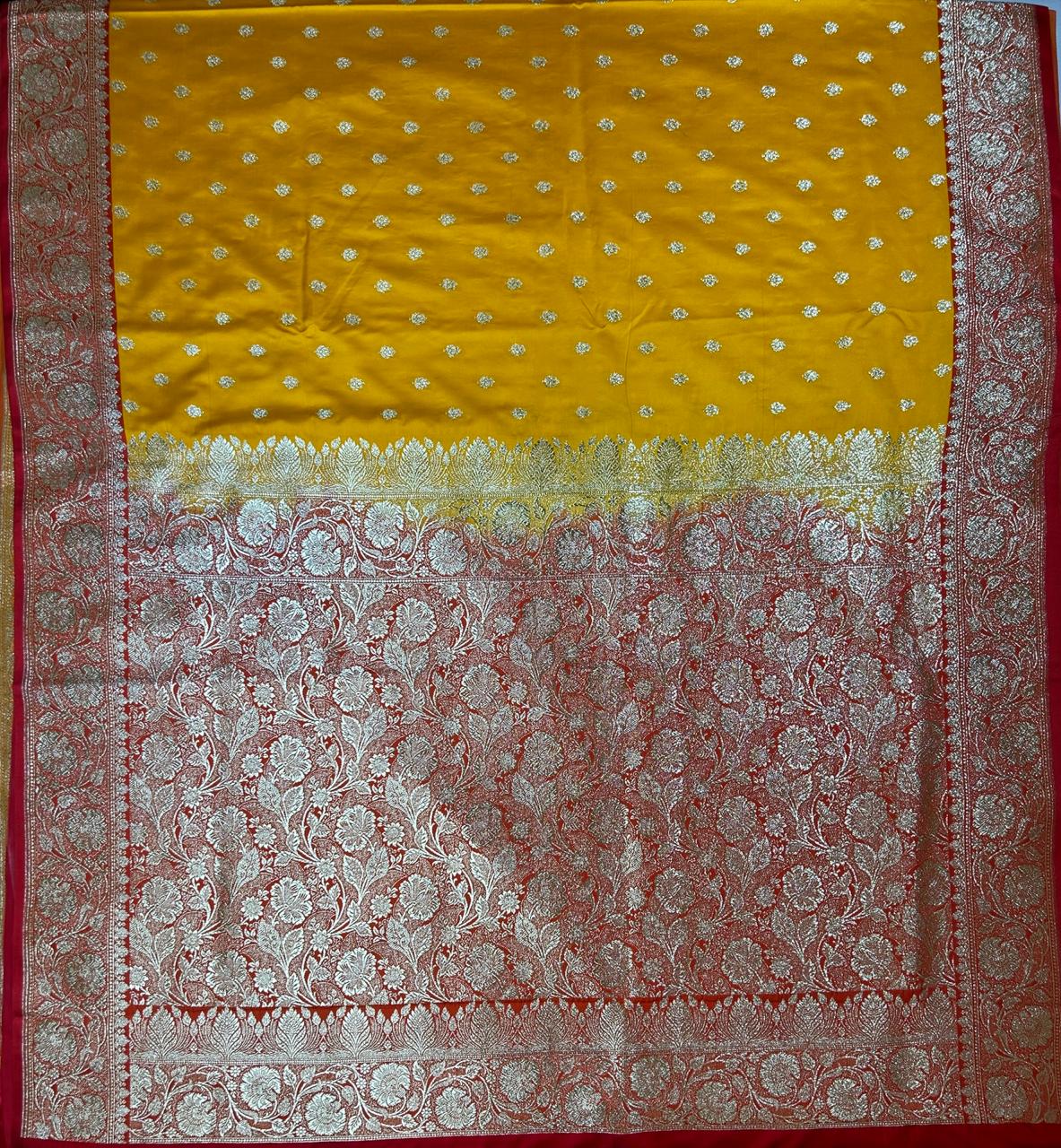 Yellow Pure Handloom Banarasi Silk Saree