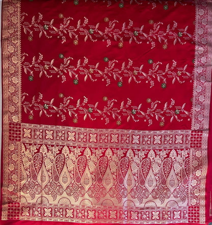 Red Pure Handloom Banarasi Silk Saree