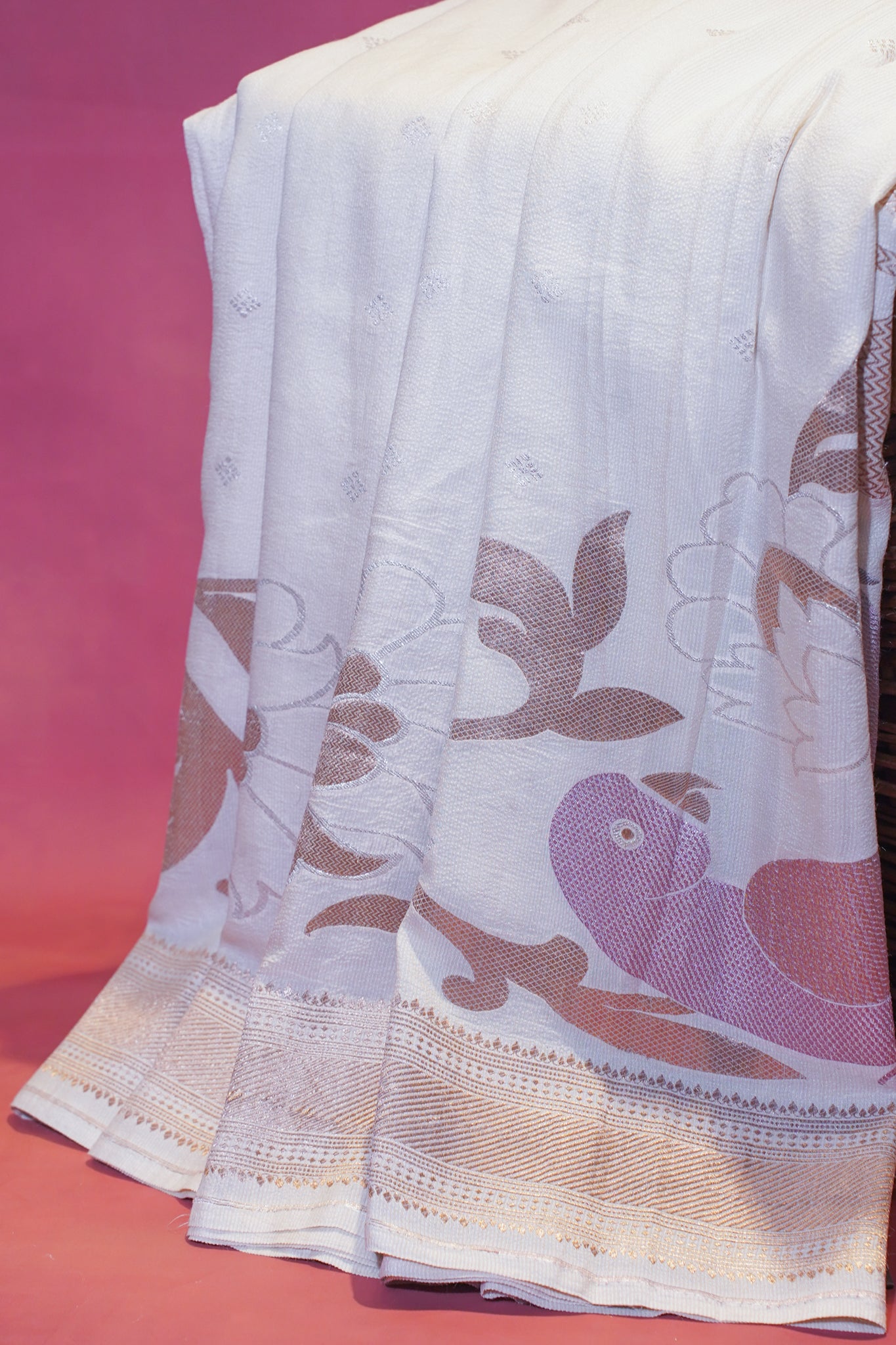 "Virasat 274" Banarasi Pashmina Silk Saree Meenakari With Kadwa Work (Customized Color)