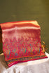 Gajri Peach Banarasi Brocade Silk Saree with Meenakari Peacock Border