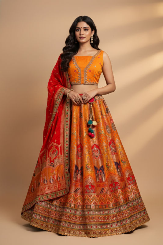 "Mansi 057" Banarasi Meenakari Stone Work Lehenga