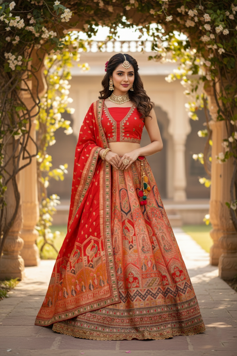 "Mansi 056" Banarasi Meenakari Stone Work Lehenga