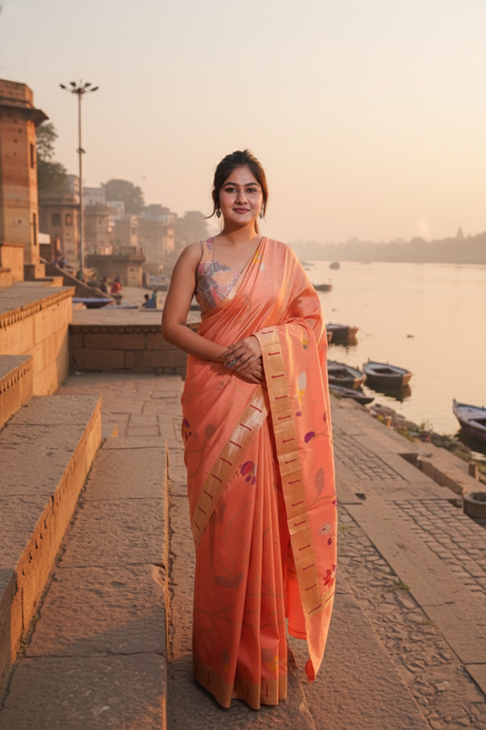 "Virasat 259" Banarasi Pure Gold Silver Zari Uchhat Kadwa Jaal Saree