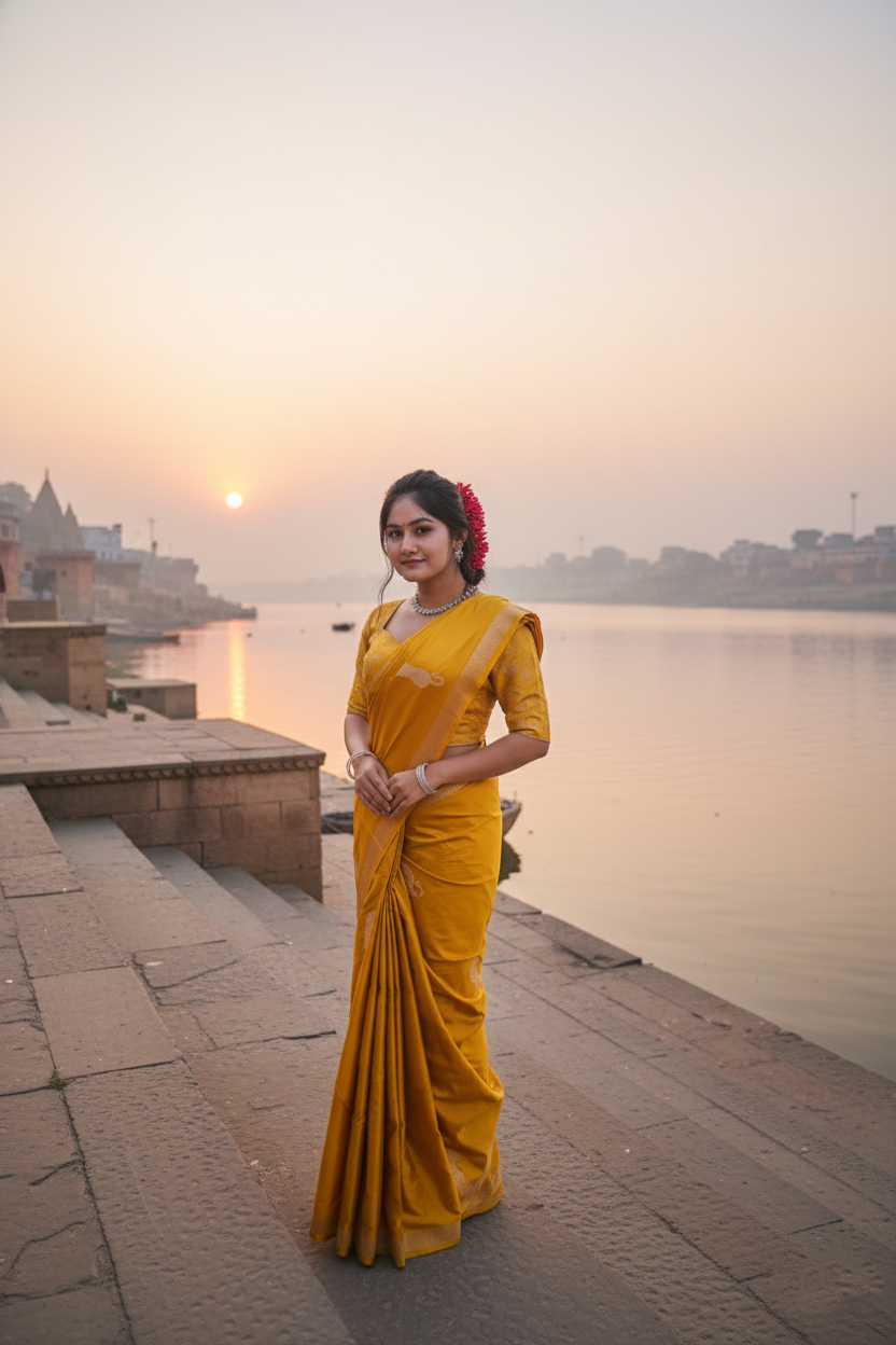 "Virasat 268" Banarasi Pure Satan Silk Kadwa Weave With Bengal Tiger Motive Saree