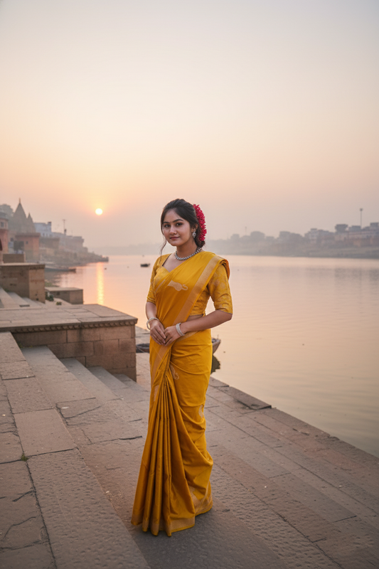 "Virasat 268" Banarasi Pure Satan Silk Kadwa Weave With Bengal Tiger Motive Saree