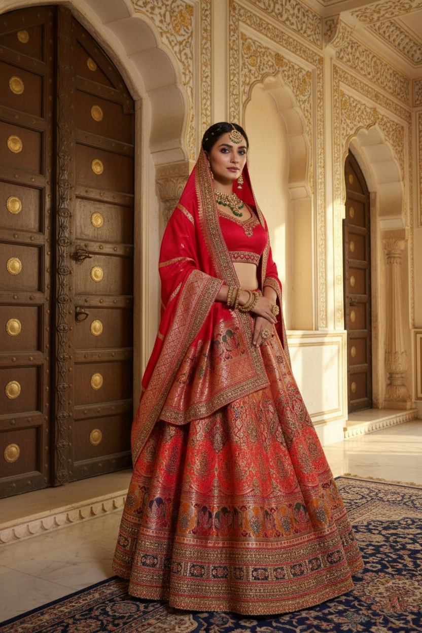 "Mansi 067" Banarasi Meenakari AD Work Silk Lehenga