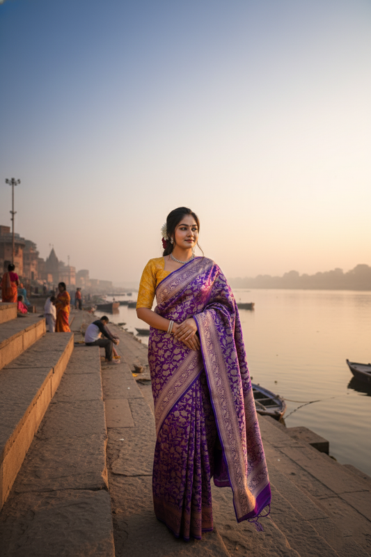 "Virasat 266" Banarasi Pure Silk Upadaa Real Jaal Shikargah Saree