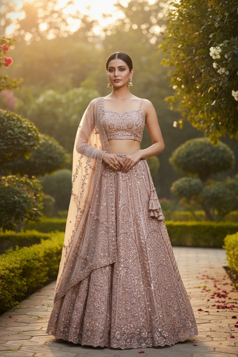 "Mansi 055" Banarasi Fancy Net Zardozi Work Lehenga