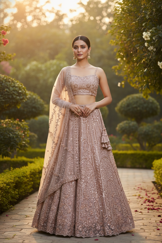 "Mansi 055" Banarasi Fancy Net Zardozi Work Lehenga