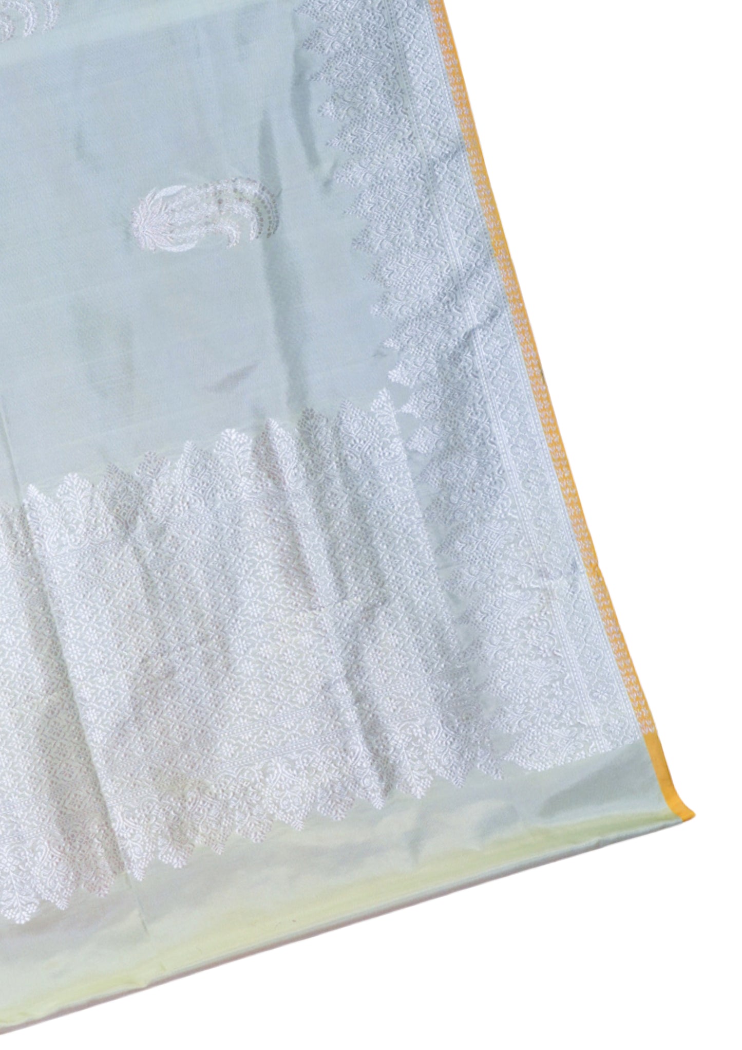 "Virasat 254" Banarasi Ektara Silk Kadwa Weave Real Silver Jari Saree