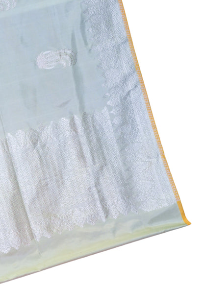 "Virasat 254" Banarasi Ektara Silk Kadwa Weave Real Silver Jari Saree