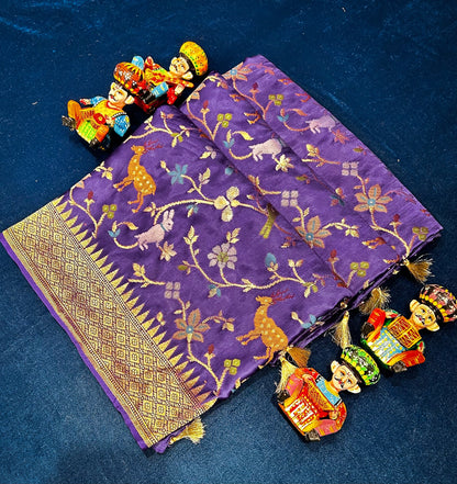 Banarasi Masaru Silk Saree with Tested Zari and Twisted Yarn