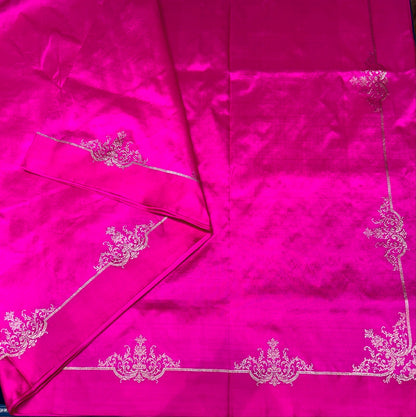 Pure Katan Silk Raw Mango Saree with Kadhwa Work and Brocade Blouse – Silk Mark Certified