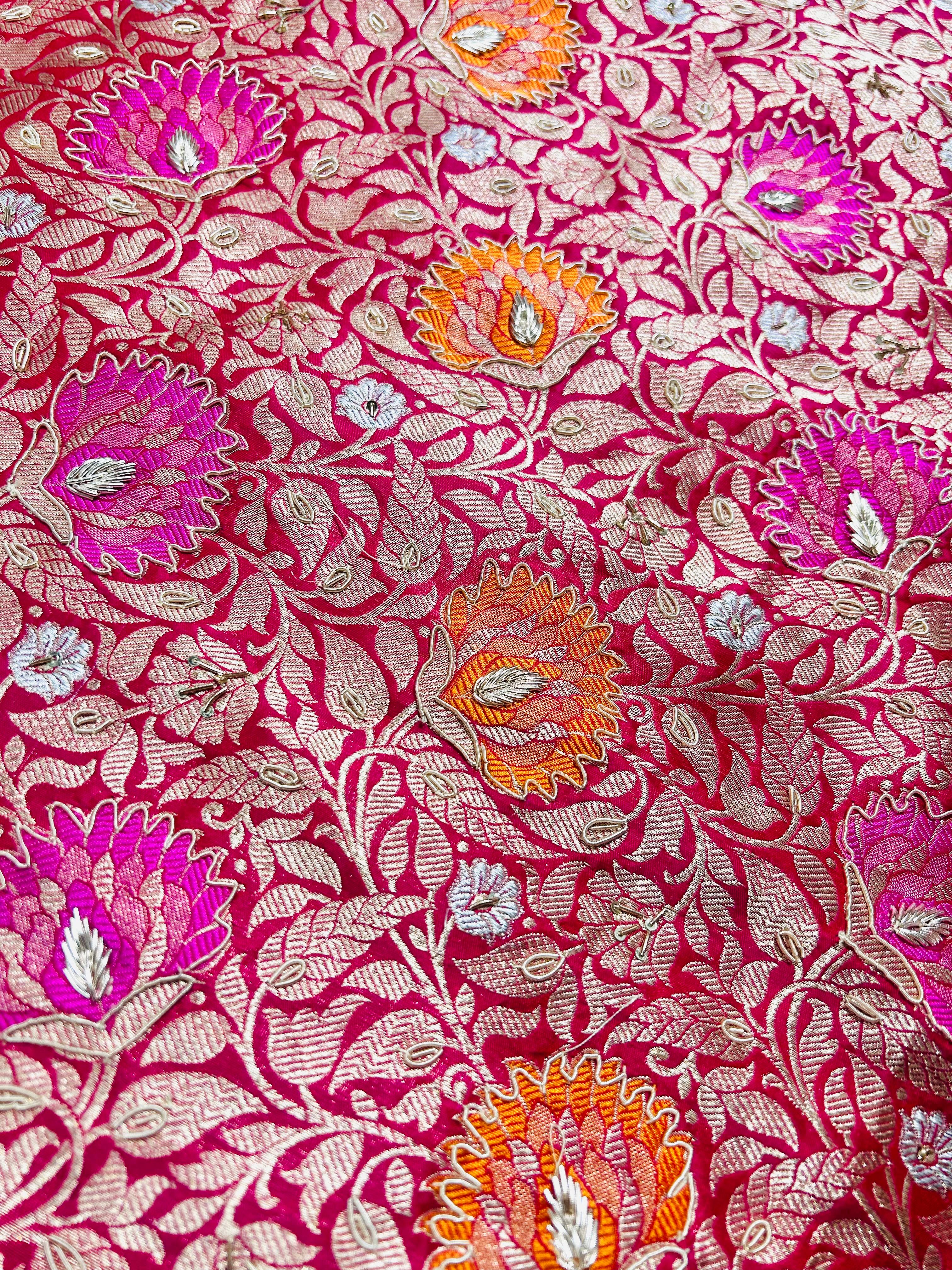 "VIRASAT 212" Nita ambani in Custome Pink multi resham kadwa floral woven saree