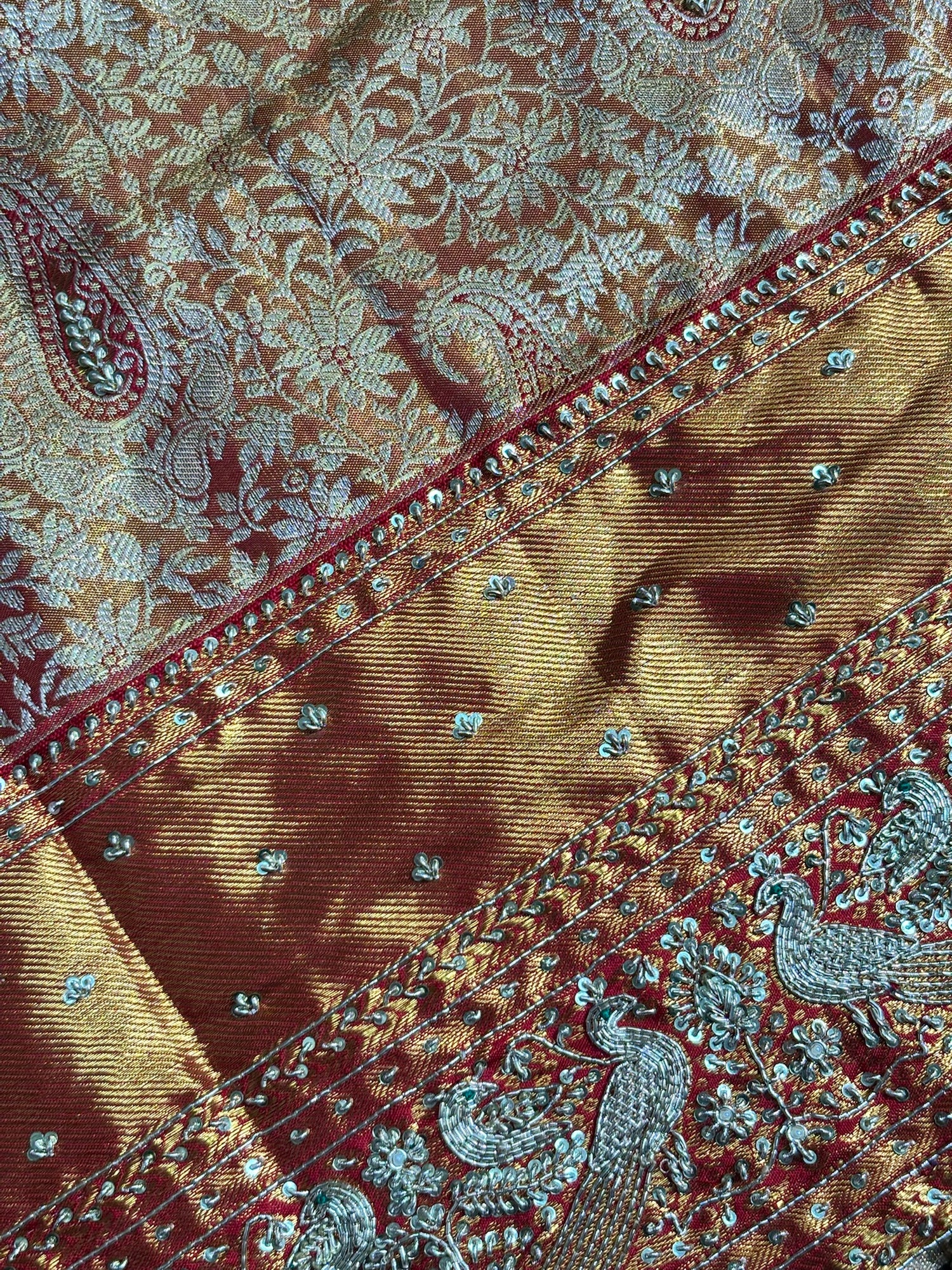 VIRASAT 381: Royal Gold Kanjivaram Silk Saree with Hand Mehreen Zardozi Work (Silk Mark Certified)