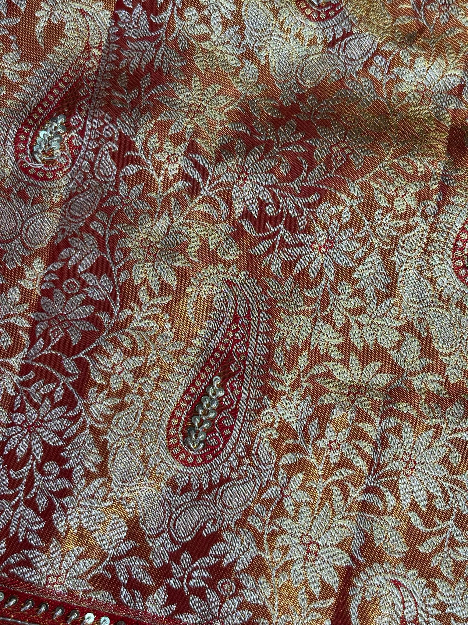 VIRASAT 381: Royal Gold Kanjivaram Silk Saree with Hand Mehreen Zardozi Work (Silk Mark Certified)