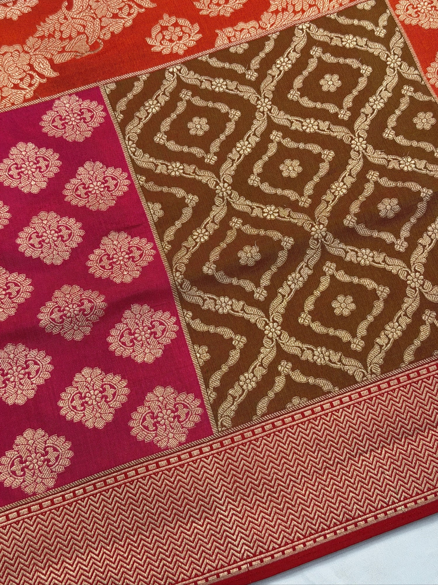 VIRASAT 374: Pure Handloom Katan Silk Rangkat Saree with Intricate Zari Weaving (Silk Mark Certified)
