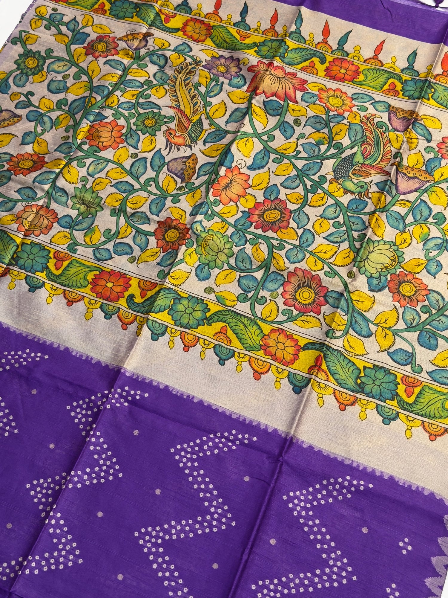 UTSAV BANARAS 404: Violet Saree with Chunari Buti Weave &amp; Kalamkari Printed Pallu