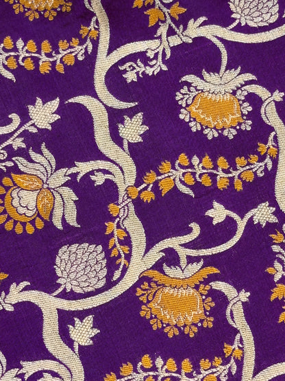 VIRASAT 419: Royal Purple Pure Handloom Floral Jaal Meenakari Saree | Silk Mark Certified