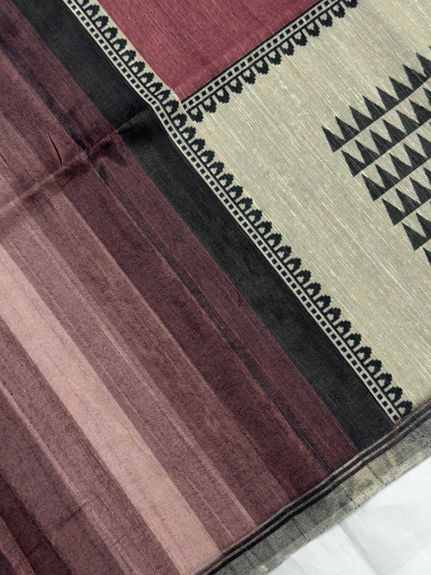 UTSAV BANARAS 385: Tussar Silk Saree Dusty Peach With Kiccha Work on The Pallu