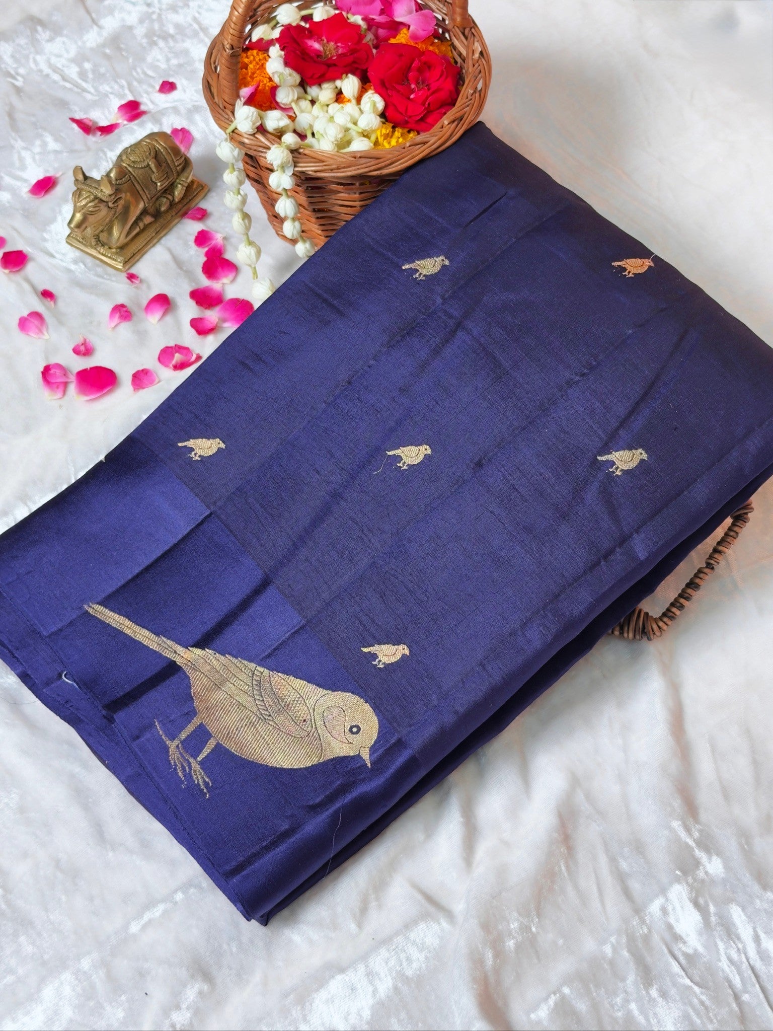 VIRASAT 371: Chocolate Brown Pure Mulberry Silk Saree with Zari Work