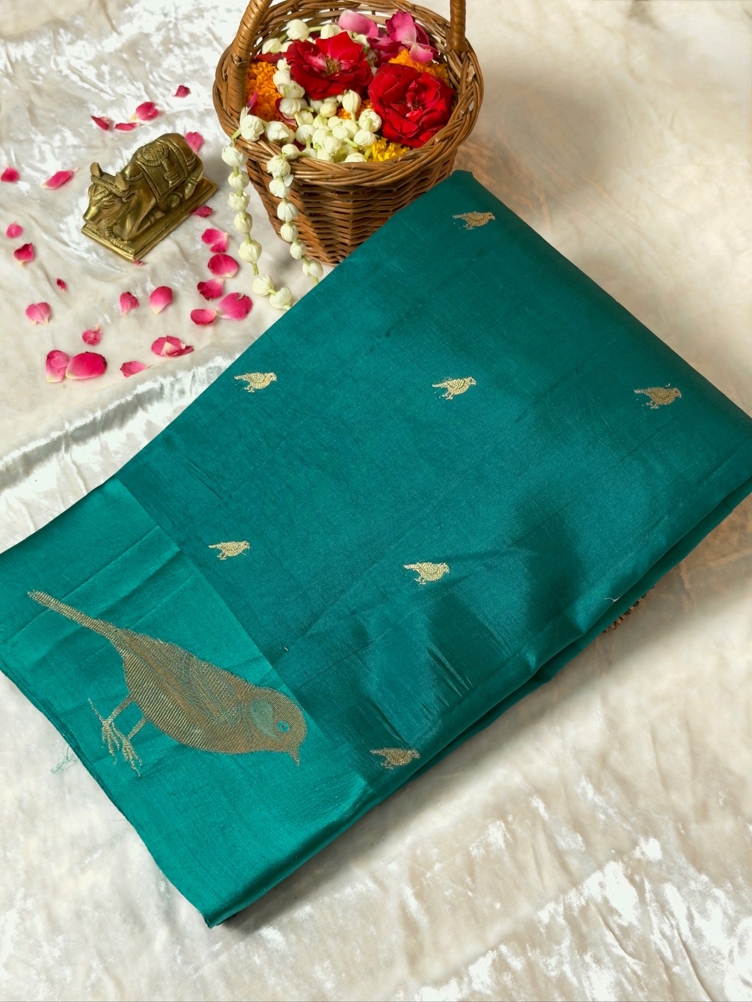 VIRASAT 371: Chocolate Brown Pure Mulberry Silk Saree with Zari Work